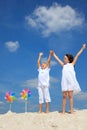 Happy boy and girl on beach Royalty Free Stock Photo