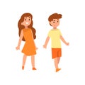 Happy boy and girl, brother and sisiter vector Illustration