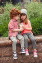 Happy boy and girl with coctail Royalty Free Stock Photo