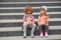 Happy boy and girl with icecream Royalty Free Stock Photo