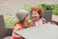 Happy boy and girl with icecream Royalty Free Stock Photo