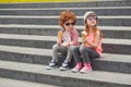 Happy boy and girl with icecream Royalty Free Stock Photo