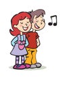 Happy boy and girl singing Royalty Free Stock Photo