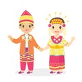 Indonesian Children, Couple Wearing South Kalimantan Royalty Free Stock Photo