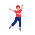 Happy Boy Happily Jumping, Child Having Fun Vector Illustration Royalty Free Stock Photo