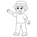 Happy Boy with a Hat Isolated Coloring Page