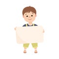 Happy Boy Holding Banner or Poster with Empty Space Vector Illustration Royalty Free Stock Photo