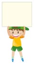 Happy boy holding blank sign Royalty Free Stock Photo