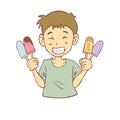 Happy boy and ice-creams