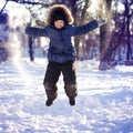Happy boy jump outdoors Royalty Free Stock Photo