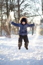Happy boy jump outdoors Royalty Free Stock Photo