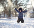 Happy boy jump outdoors Royalty Free Stock Photo