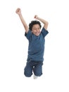 Happy Boy Jumping in The Air Royalty Free Stock Photo