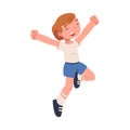 Happy Boy Jumping High with Joy and Excitement Feeling Freedom Vector Illustration Royalty Free Stock Photo