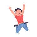 Happy Boy Jumping High with Joy and Excitement Feeling Freedom Vector Illustration Royalty Free Stock Photo