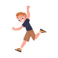 Happy Boy Jumping High with Joy and Excitement Feeling Freedom Vector Illustration Royalty Free Stock Photo