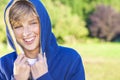 Happy Boy Male Child Teenager Laughing Wearing Hoody Royalty Free Stock Photo