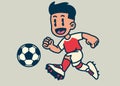 Happy Boy Playing Football Cartoon