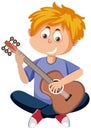 Happy boy playing guitar cartoon character Royalty Free Stock Photo
