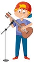 Happy boy playing guitar Royalty Free Stock Photo