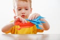 Happy boy playing with rocket Royalty Free Stock Photo