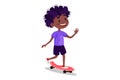 Happy boy riding skateboard outside. Summer holidays outdoor activities for children. Royalty Free Stock Photo