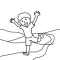 Happy boy running coloring page Royalty Free Stock Photo