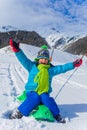 Happy boy sledding Royalty Free Stock Photo