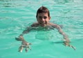 Happy boy in a swimming pool