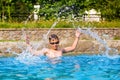 Happy boy in a swimming pool