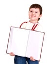Happy boy take open book. Royalty Free Stock Photo