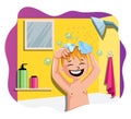 Happy boy taking a bath illustration vector Royalty Free Stock Photo