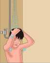 Happy boy taking a shower illustration