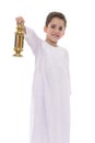 Happy Boy In White Djellaba Celebrating Ramadan Royalty Free Stock Photo