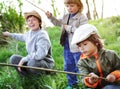 Happy boys fishing Royalty Free Stock Photo