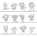 Happy boys hand drawing cartoon character