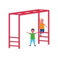 Happy boys playing on a Horizontal Ladder Playground icon