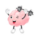 Happy Brain Character Lifting Weights.