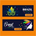 Happy Brazilian Carnival Day. blue carnival banners with typographies and elements