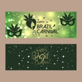 Happy Brazilian Carnival Day. Green carnival banners with typographies