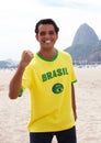 Happy brazilian sports fan at Rio de Janeiro Royalty Free Stock Photo