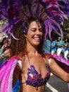 Happy Brazilian Woman in Purple