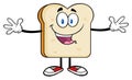 Happy Bread Slice Cartoon Character With Open Arms