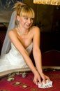 Happy bride in a casino Royalty Free Stock Photo