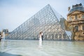 Happy bride and groom enjoying their wedding in Paris