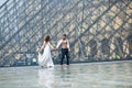 Happy bride and groom enjoying their wedding in Paris