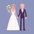 Happy bride, groom holding hands on wedding ceremony Royalty Free Stock Photo