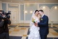 Happy bride and groom on solemn registration