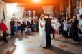 Happy bride and groom a their first dance, wedding