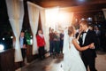 Happy bride and groom a their first dance, wedding Royalty Free Stock Photo